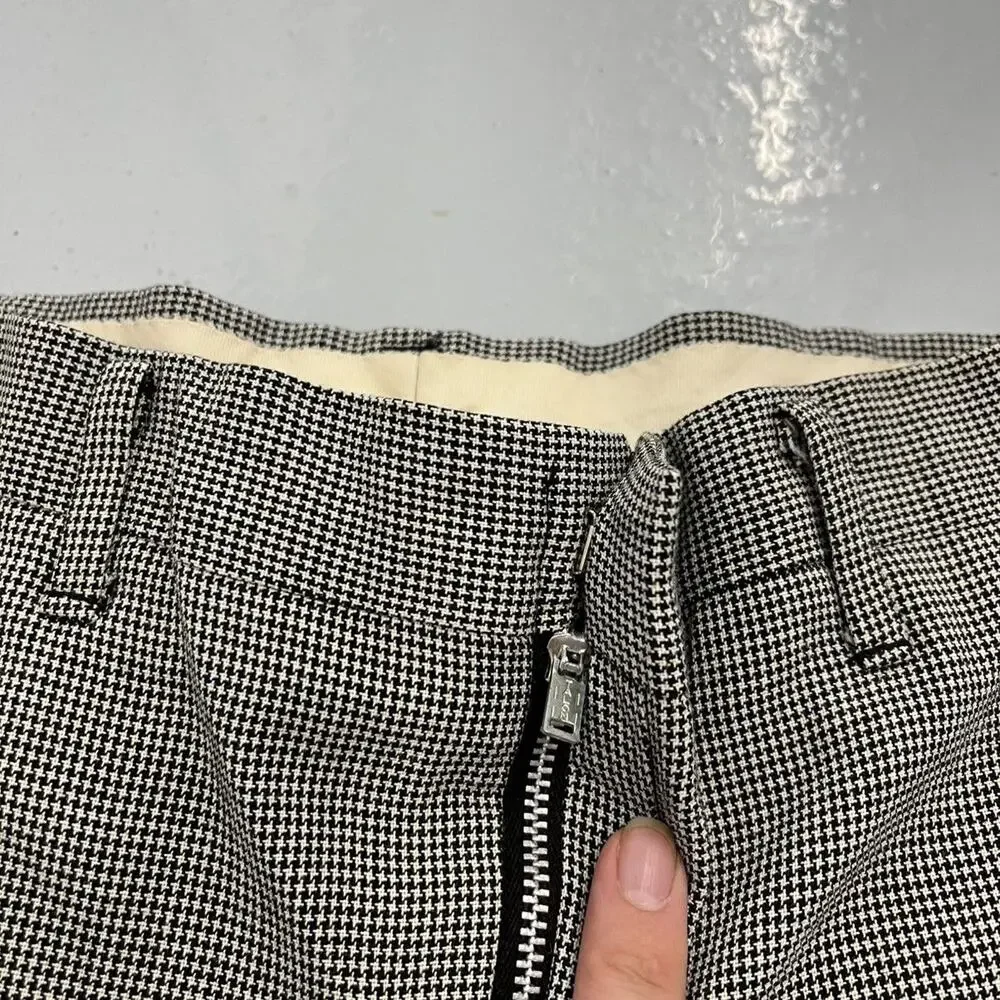 Vintage 60s Black/White Houndstooth Pattern Trousers 29x29